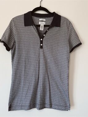 Lizgolf Luxe Edition Black & White Cotton Golf Polo Women’s Medium Preppy Top